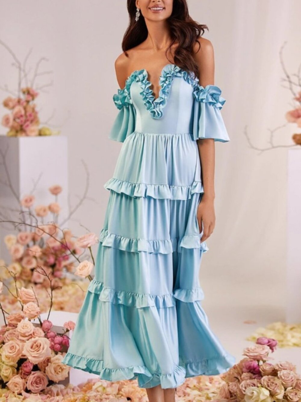 Alamour The Label Belle Bright Blue Princess Maxi Dress Size XXS